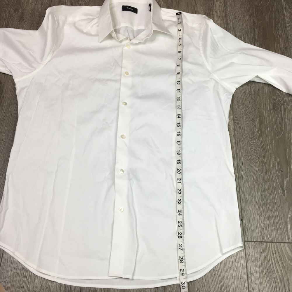 Theory Women Long Sleeve Button Up Shirt Dress White Slim Fit Stretch Comfort XL - Picture 5 of 8